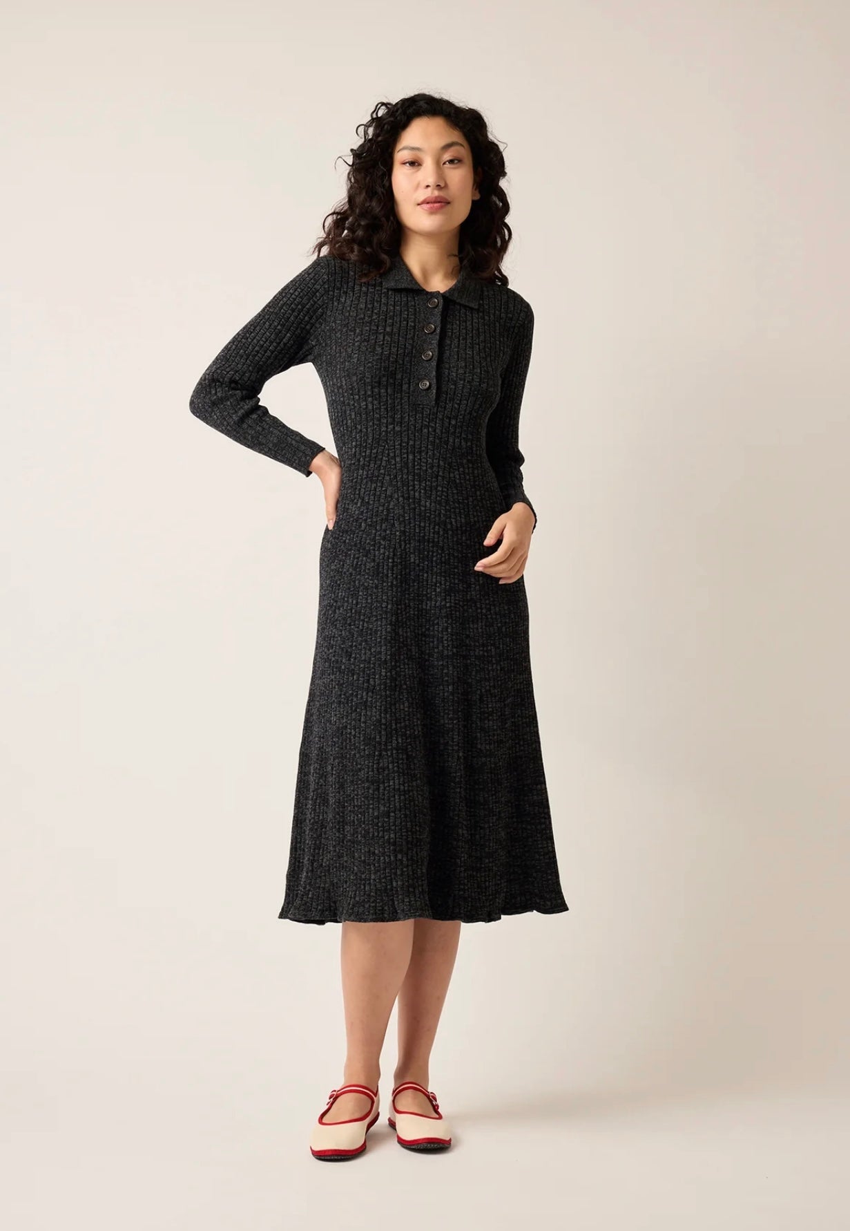 Nancybird Simona LS Rib Dress