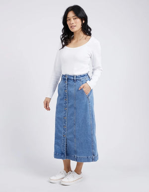 Elm Florence Button Thru Denim Skirt